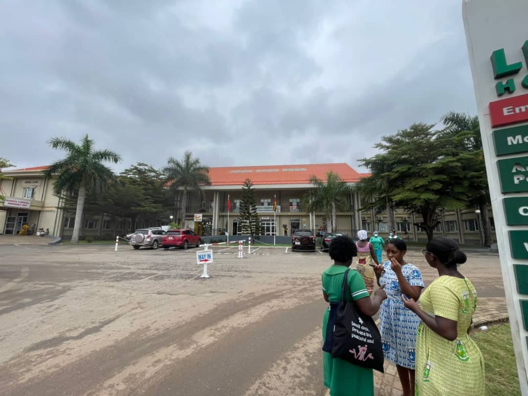 Hospital outside view during healthcare support in Ghana